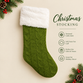 Green Knitted Christmas Stocking with Faux Fur Cuff
