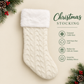 Cream Knitted Christmas Stocking with Faux Fur Cuff